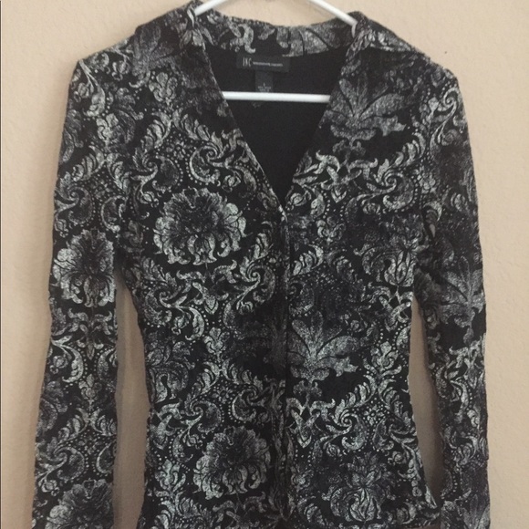 Long sleeve collared INC black and white cardigan - Picture 2 of 2